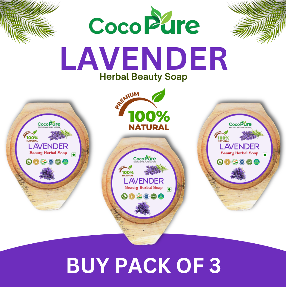 Cocopure Kerala Herbal Ayurvedic Lavender Bath Soap for all Skin Types